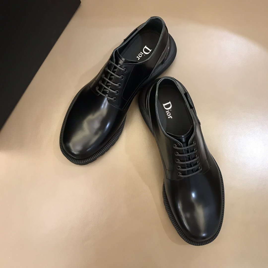 Dior Derby Brogue High Quality Loafers In Polished Black Calfskin(Black) MS021049