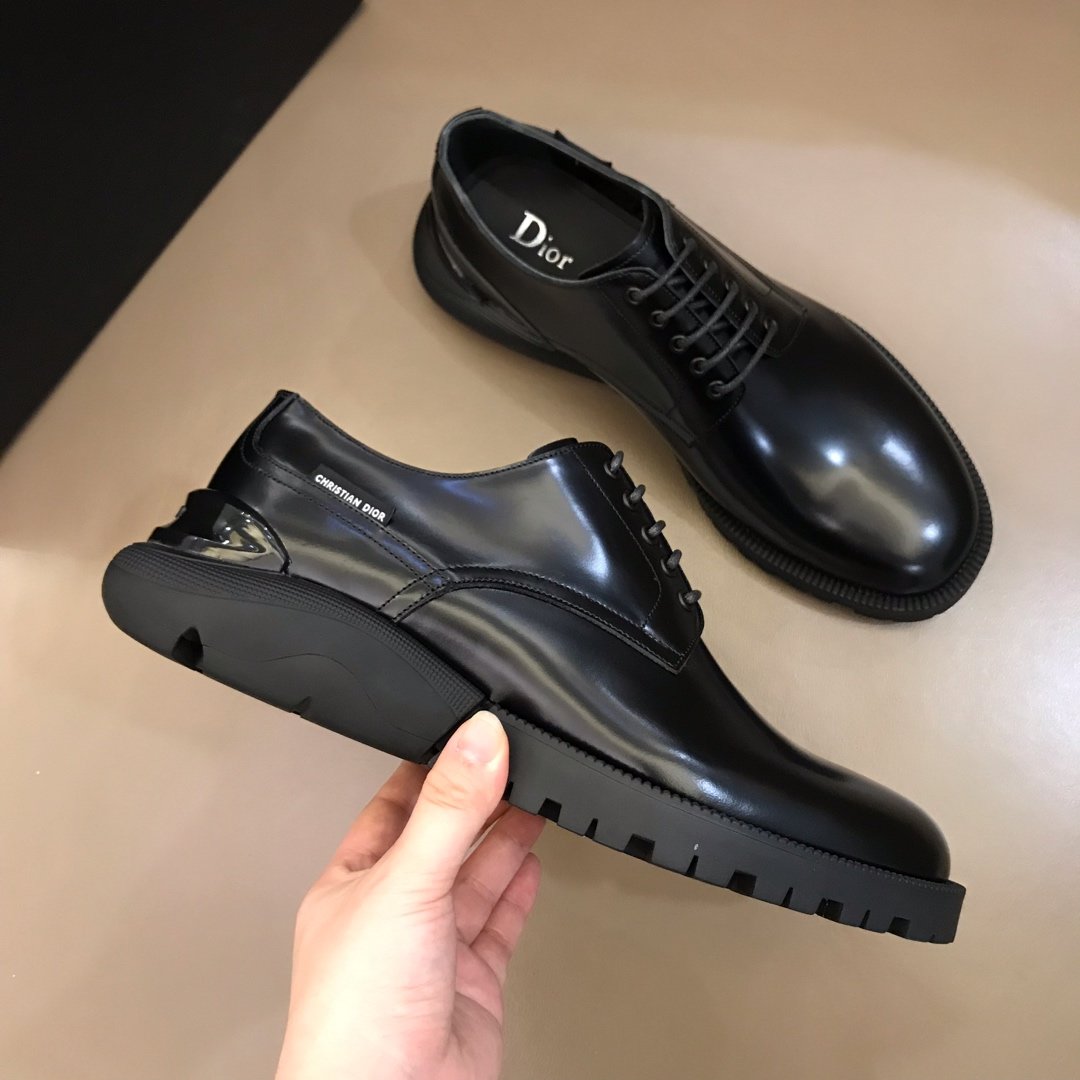 Dior Derby Brogue High Quality Loafers In Polished Black Calfskin(Black) MS021049