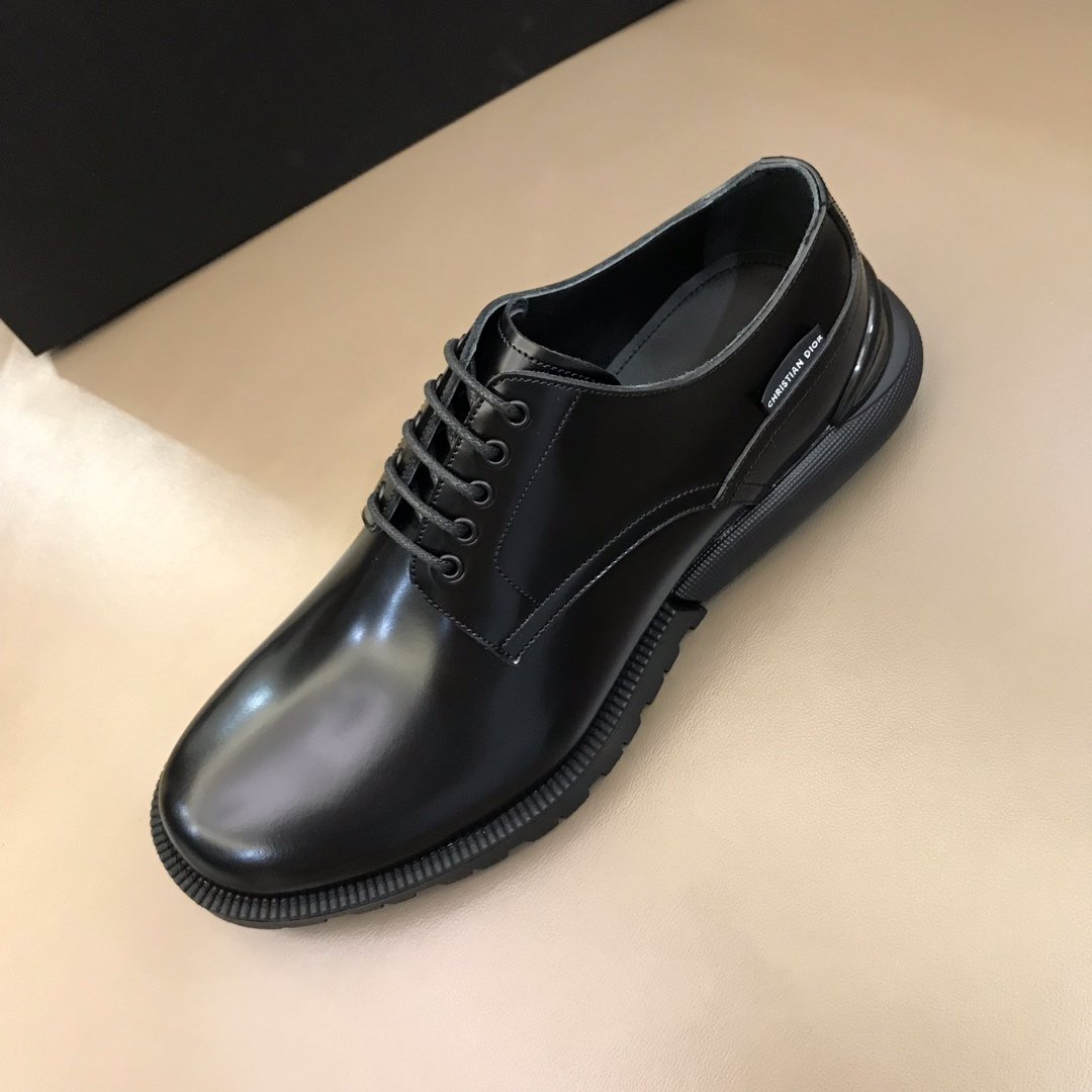 Dior Derby Brogue High Quality Loafers In Polished Black Calfskin(Black) MS021049