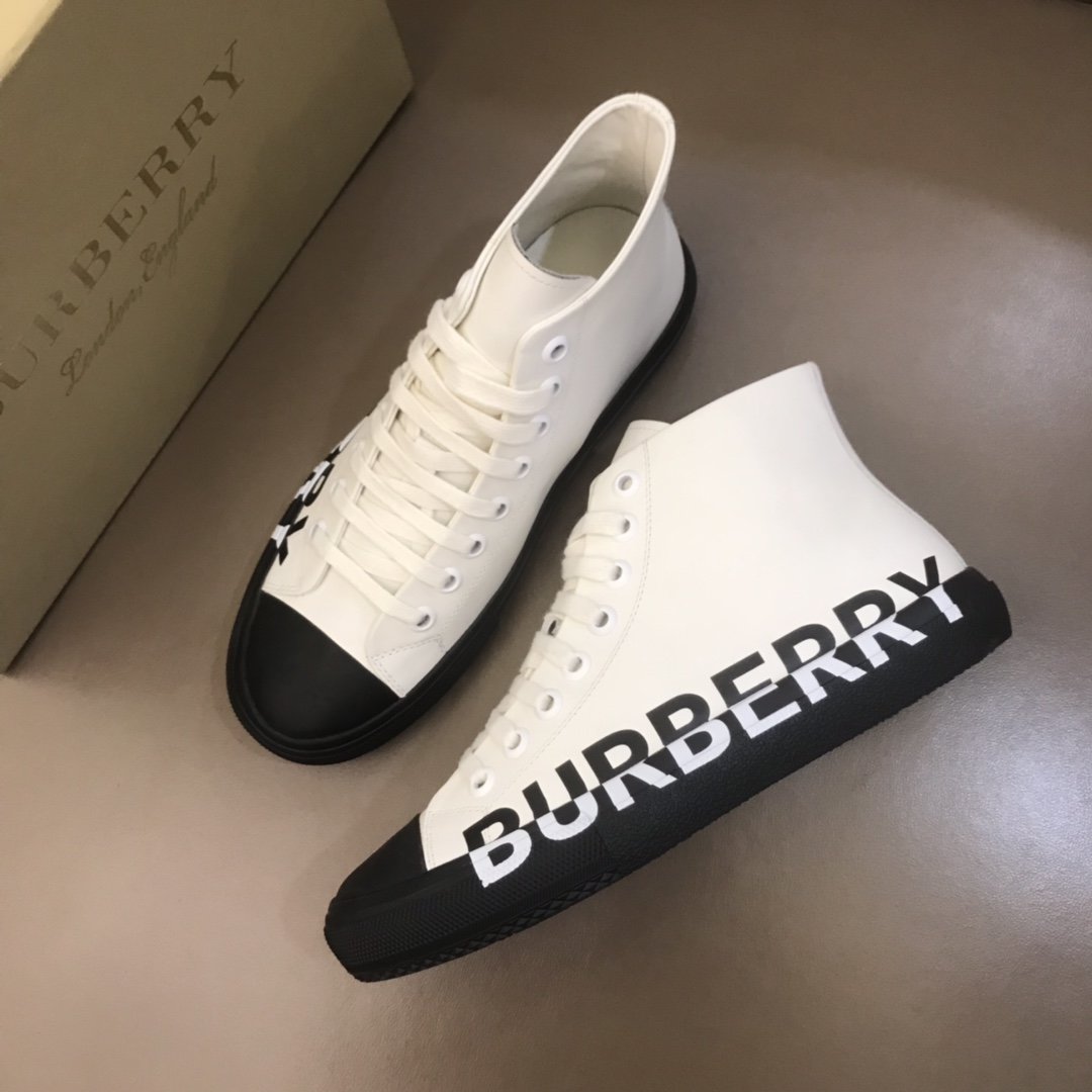 Burberry High-top High Quality Sneakers White and Black rubber sole  MS021036