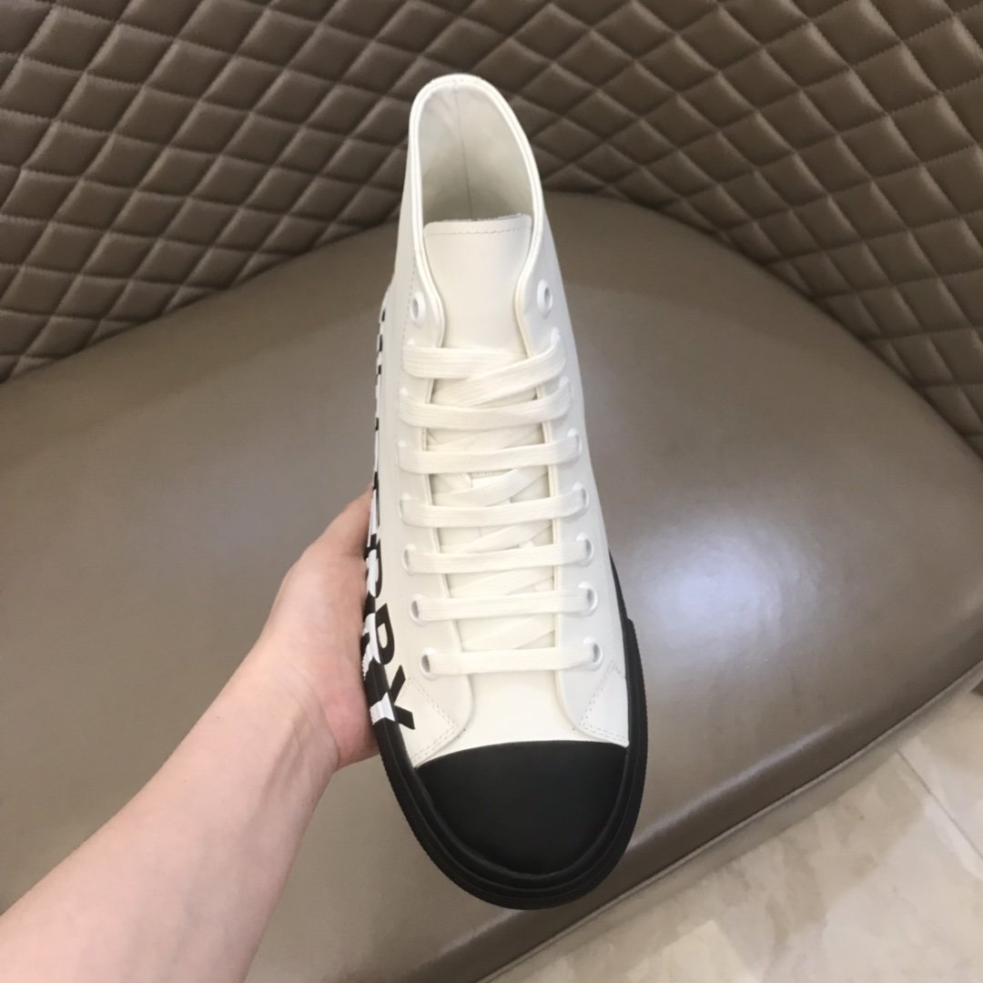 Burberry High-top High Quality Sneakers White and Black rubber sole  MS021036