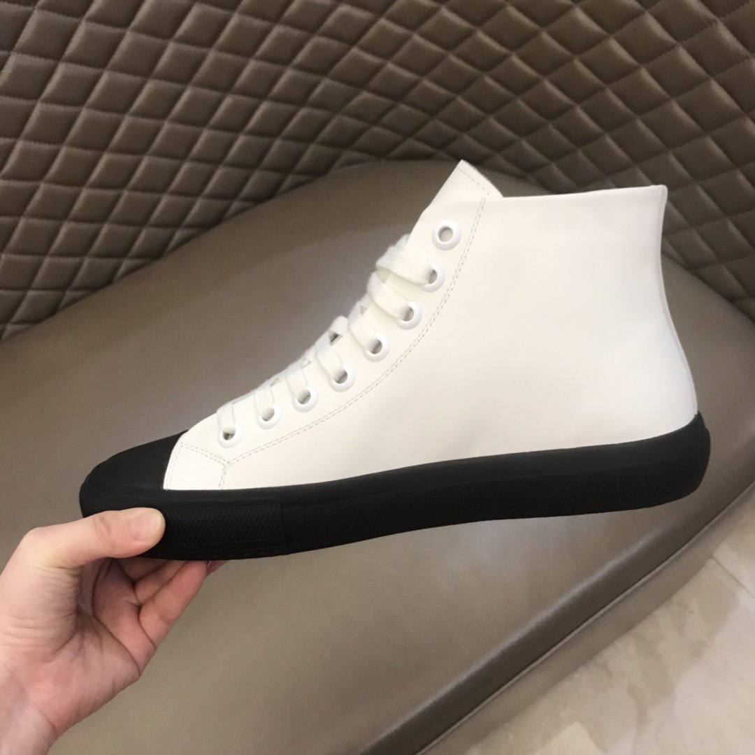 Burberry High-top High Quality Sneakers White and Black rubber sole  MS021036