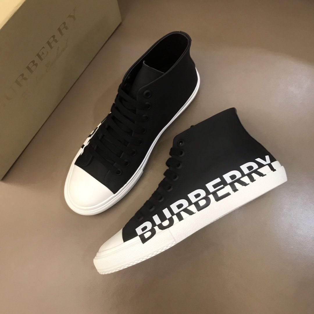 Burberry High-top High Quality Sneakers Black and White rubber sole MS021035