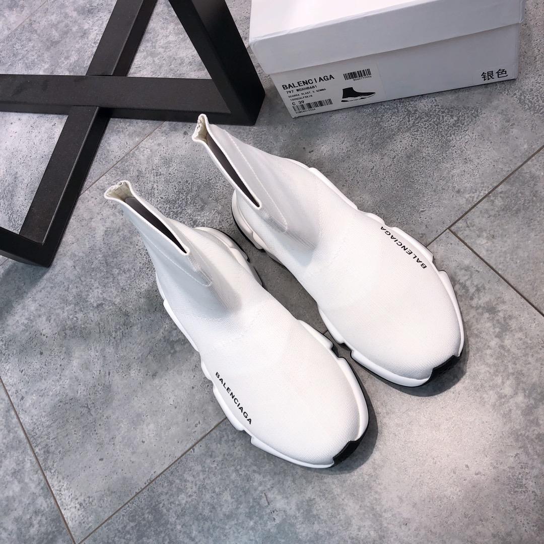 Balenciaga Speed Knitted socks High Quality Sneakers White and white rubber soles with black details  WS980014