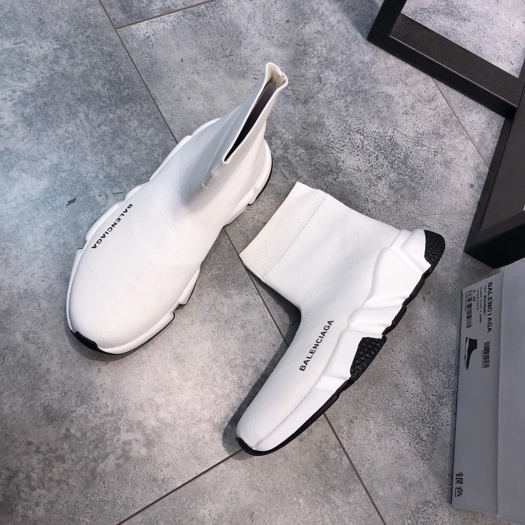 Balenciaga Speed Knitted socks High Quality Sneakers White and white rubber soles with black details  WS980014