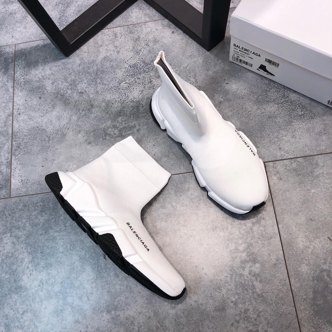 Balenciaga Speed Knitted socks High Quality Sneakers White and white rubber soles with black details  WS980014