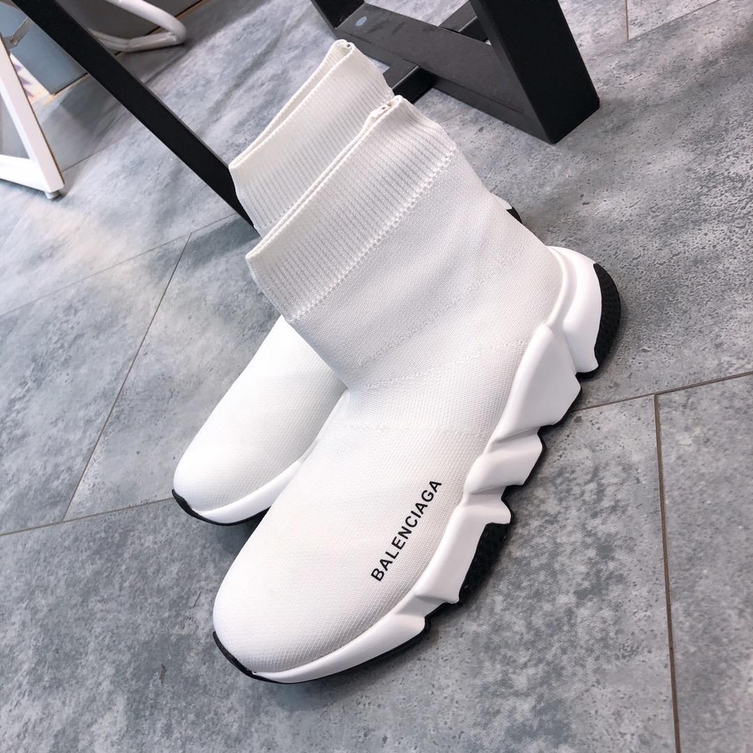 Balenciaga Speed Knitted socks High Quality Sneakers White and white rubber soles with black details  WS980014