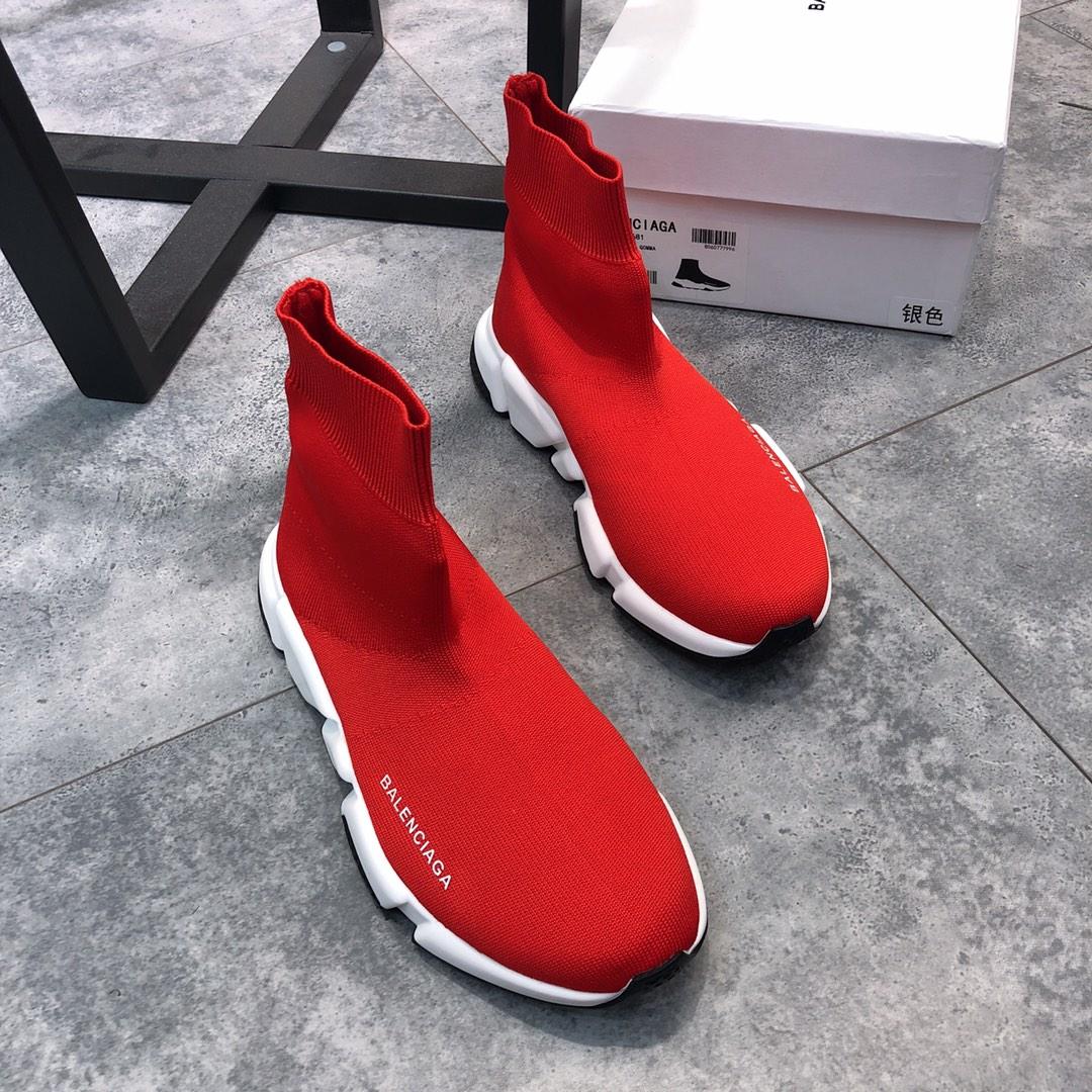 Balenciaga Speed Knitted socks High Quality Sneakers Red and white rubber soles with black details WS980013