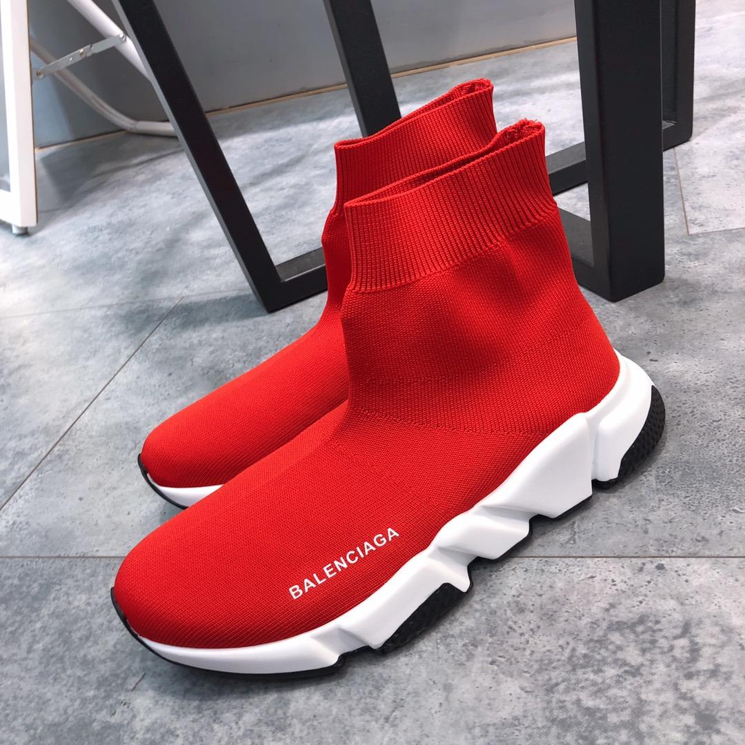 Balenciaga Speed Knitted socks High Quality Sneakers Red and white rubber soles with black details WS980013