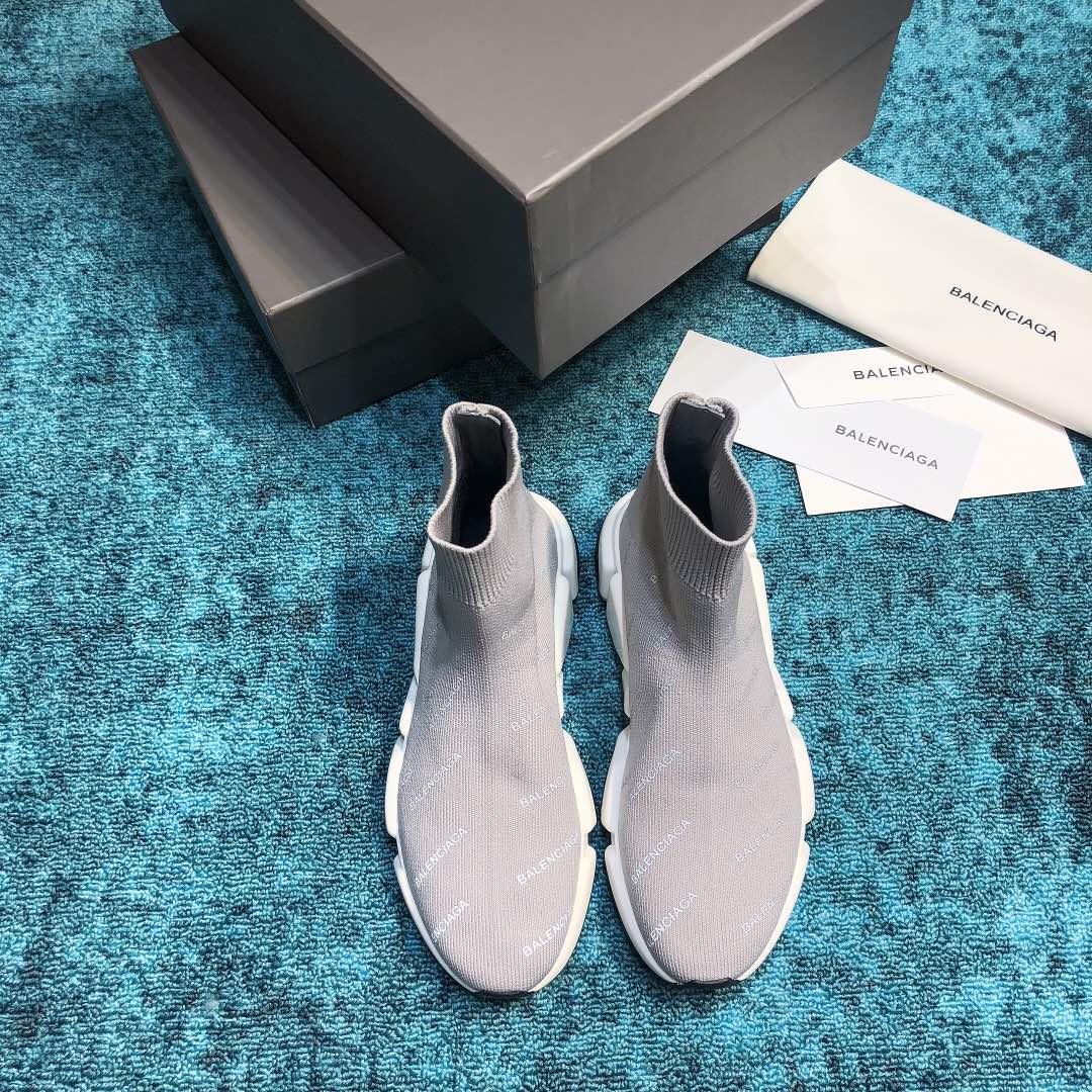 Balenciaga Speed Knitted socks High Quality Sneakers Grey and white soles with black details WS980022