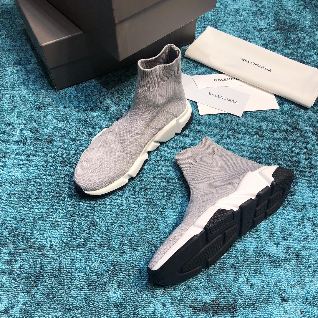 Balenciaga Speed Knitted socks High Quality Sneakers Grey and white soles with black details WS980022