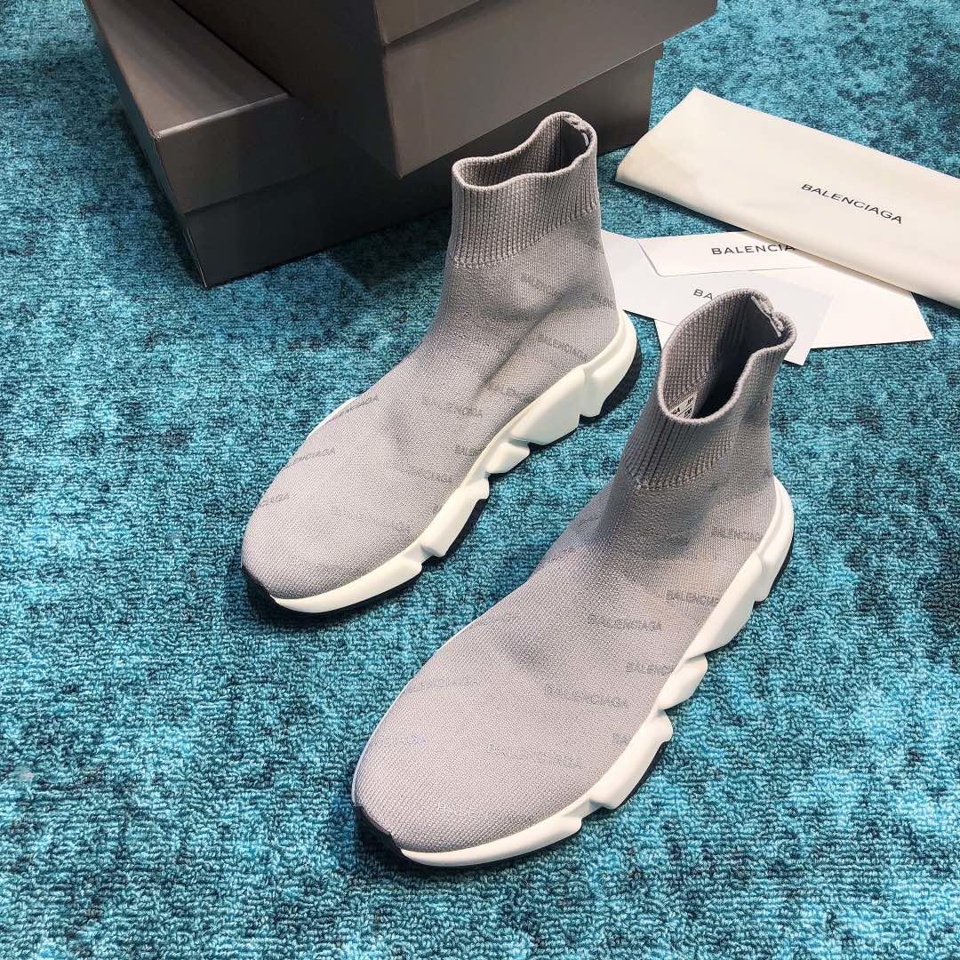 Balenciaga Speed Knitted socks High Quality Sneakers Grey and white soles with black details WS980022