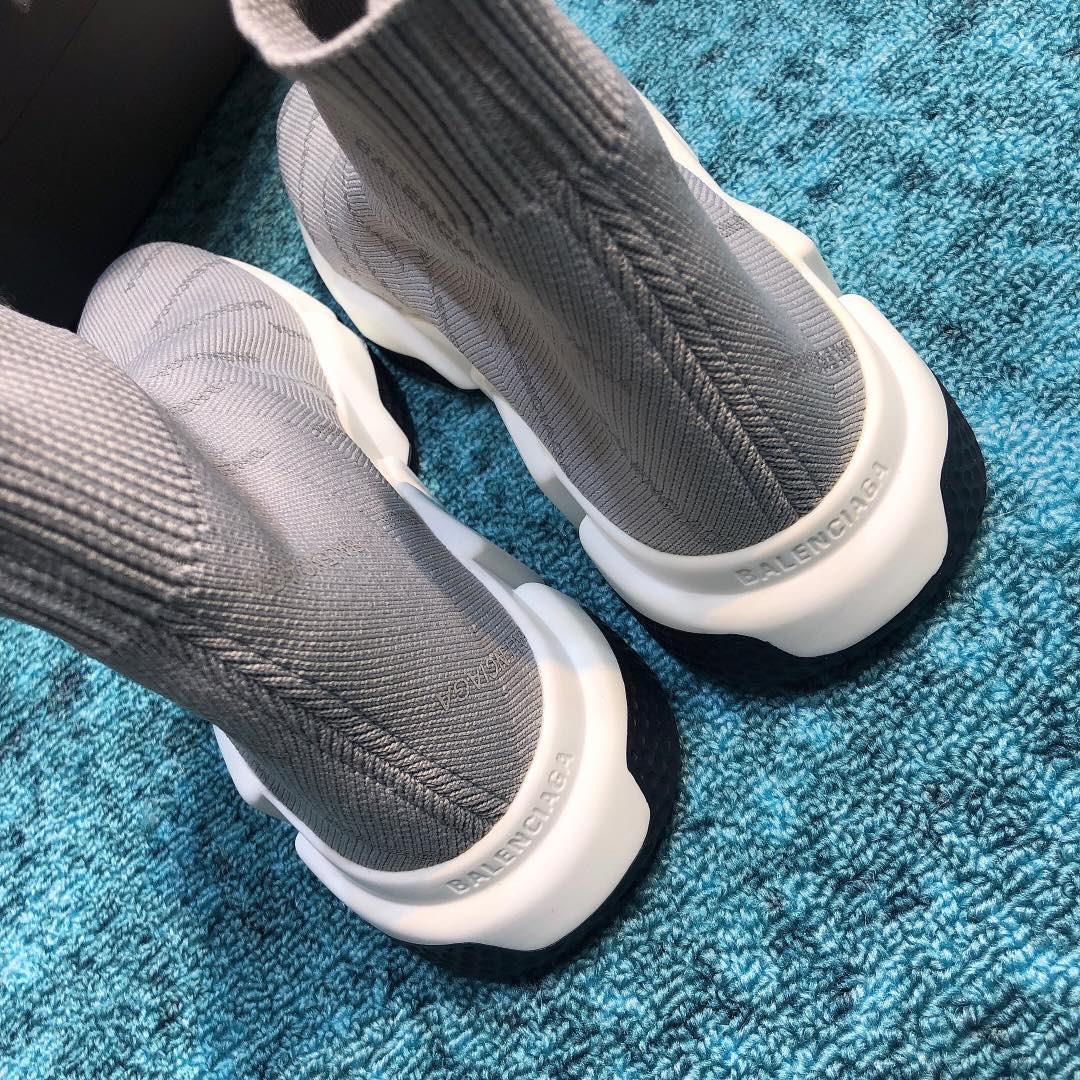 Balenciaga Speed Knitted socks High Quality Sneakers Grey and white soles with black details WS980022