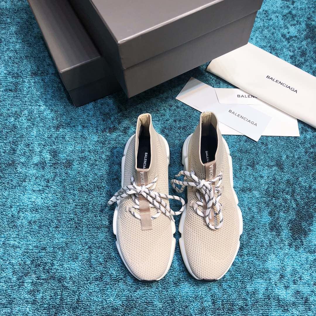 Balenciaga Speed Knitted socks High Quality Sneakers Grey and white rubber sole with Two-tone shoelace WS980001