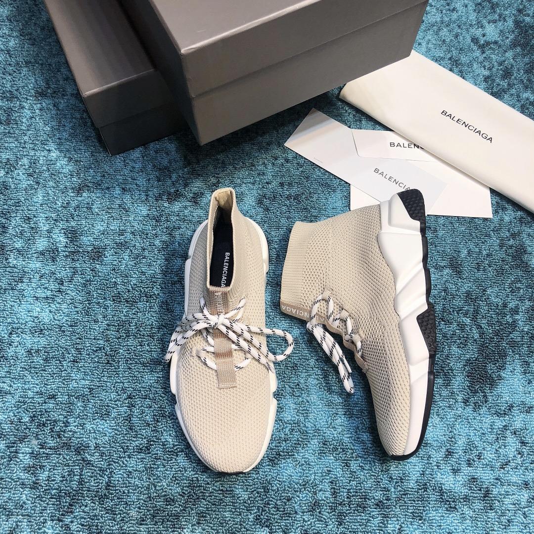 Balenciaga Speed Knitted socks High Quality Sneakers Grey and white rubber sole with Two-tone shoelace WS980001