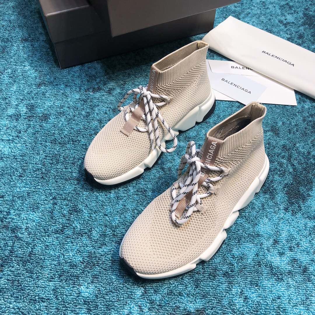 Balenciaga Speed Knitted socks High Quality Sneakers Grey and white rubber sole with Two-tone shoelace WS980001