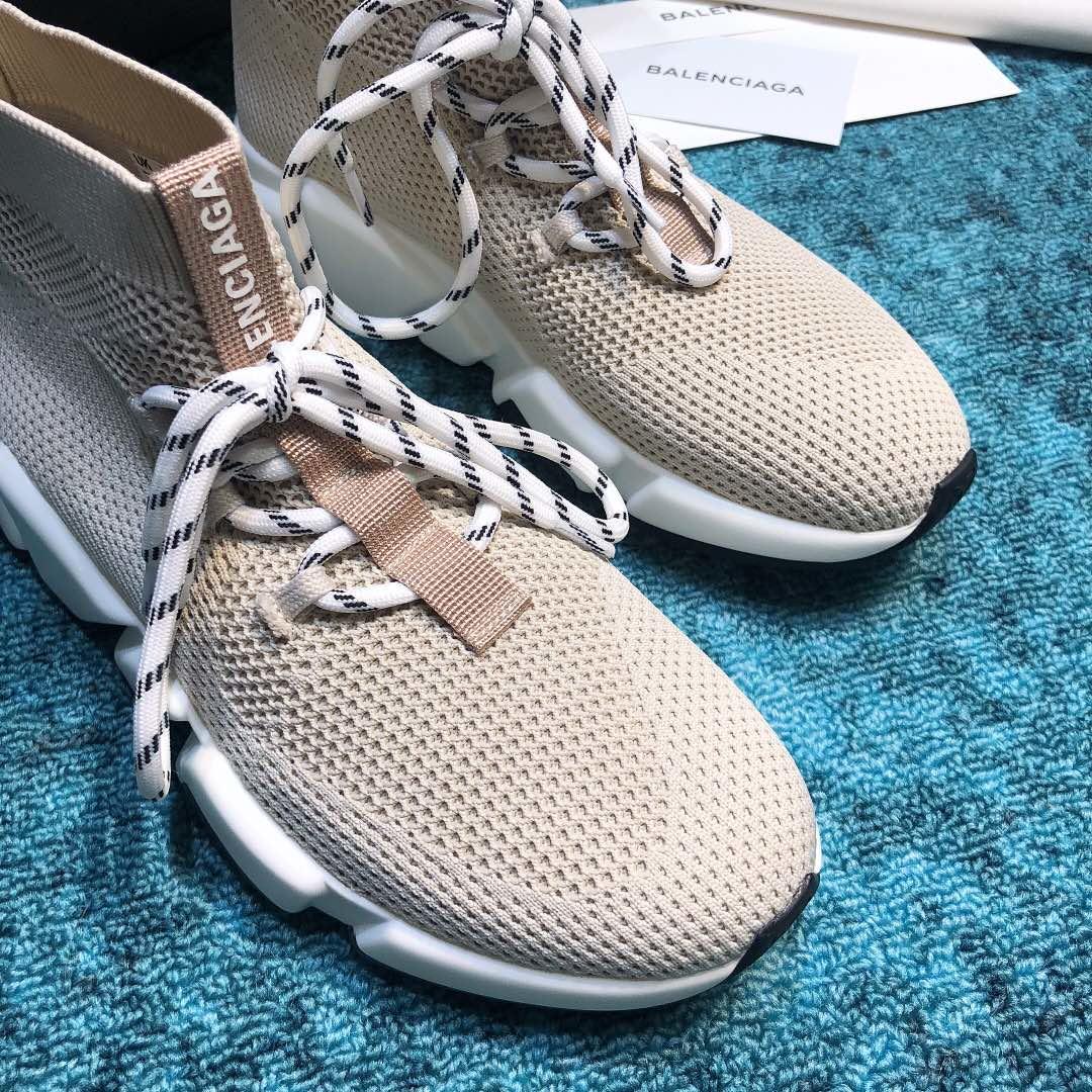 Balenciaga Speed Knitted socks High Quality Sneakers Grey and white rubber sole with Two-tone shoelace WS980001