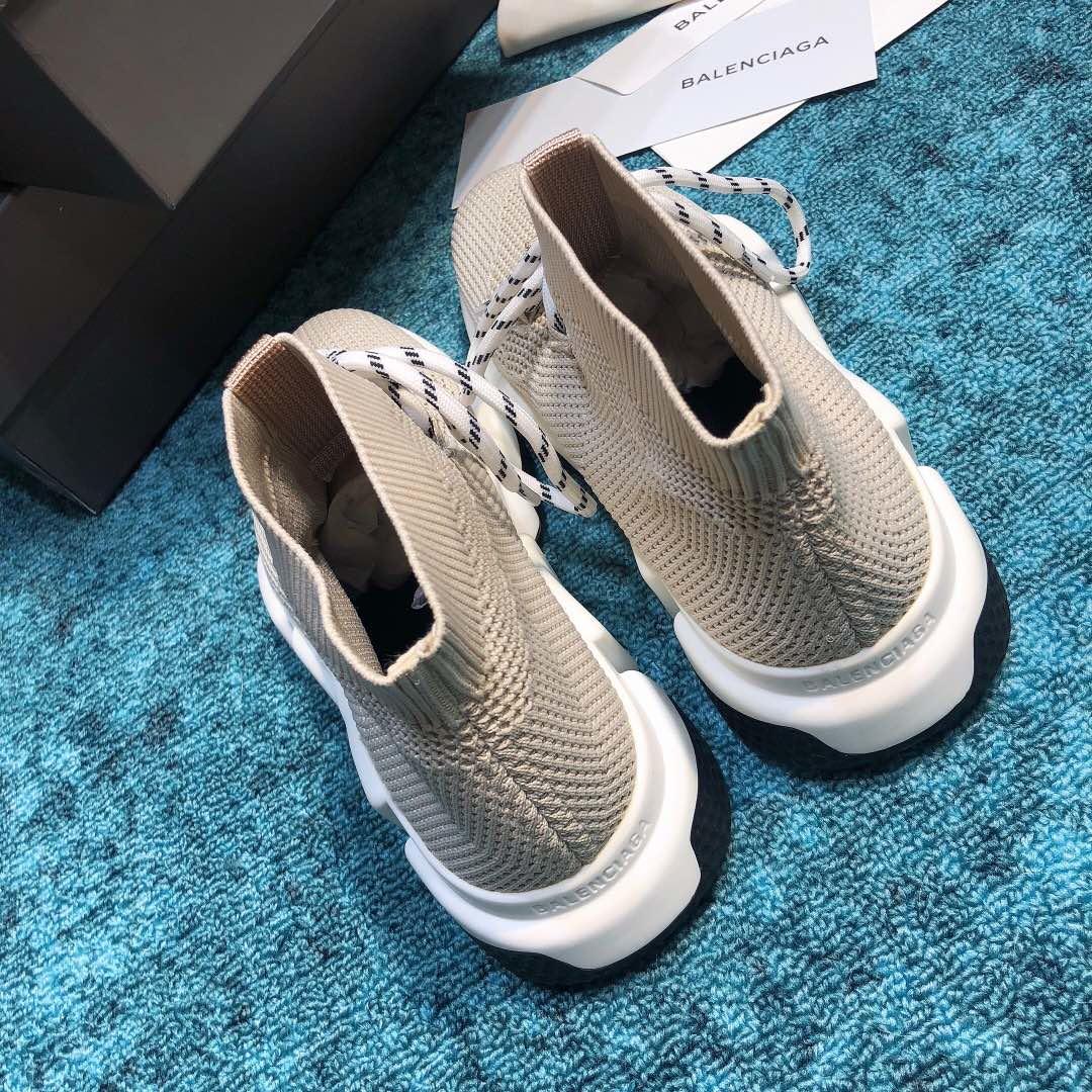 Balenciaga Speed Knitted socks High Quality Sneakers Grey and white rubber sole with Two-tone shoelace WS980001