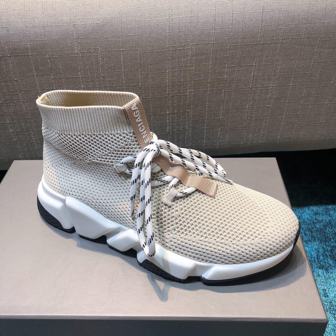 Balenciaga Speed Knitted socks High Quality Sneakers Grey and white rubber sole with Two-tone shoelace WS980001