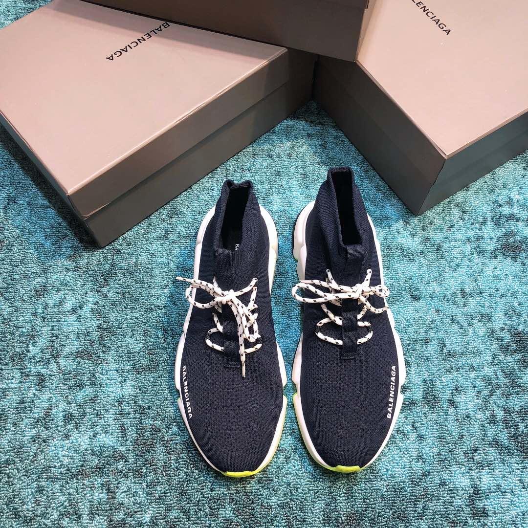 Balenciaga Speed Knitted socks High Quality Sneakers Blue and Color-block sole with Two-tone shoelace WS980031