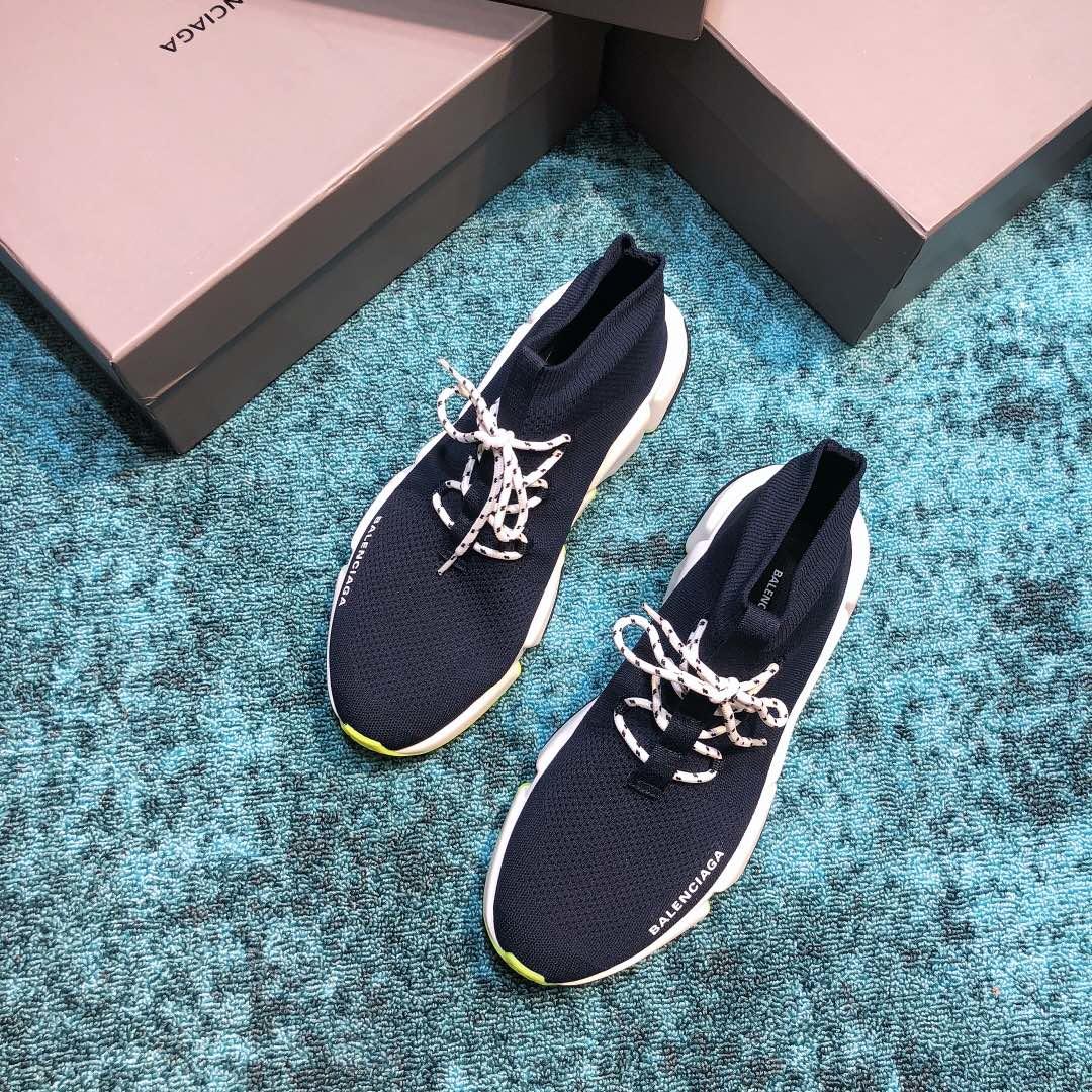 Balenciaga Speed Knitted socks High Quality Sneakers Blue and Color-block sole with Two-tone shoelace WS980031