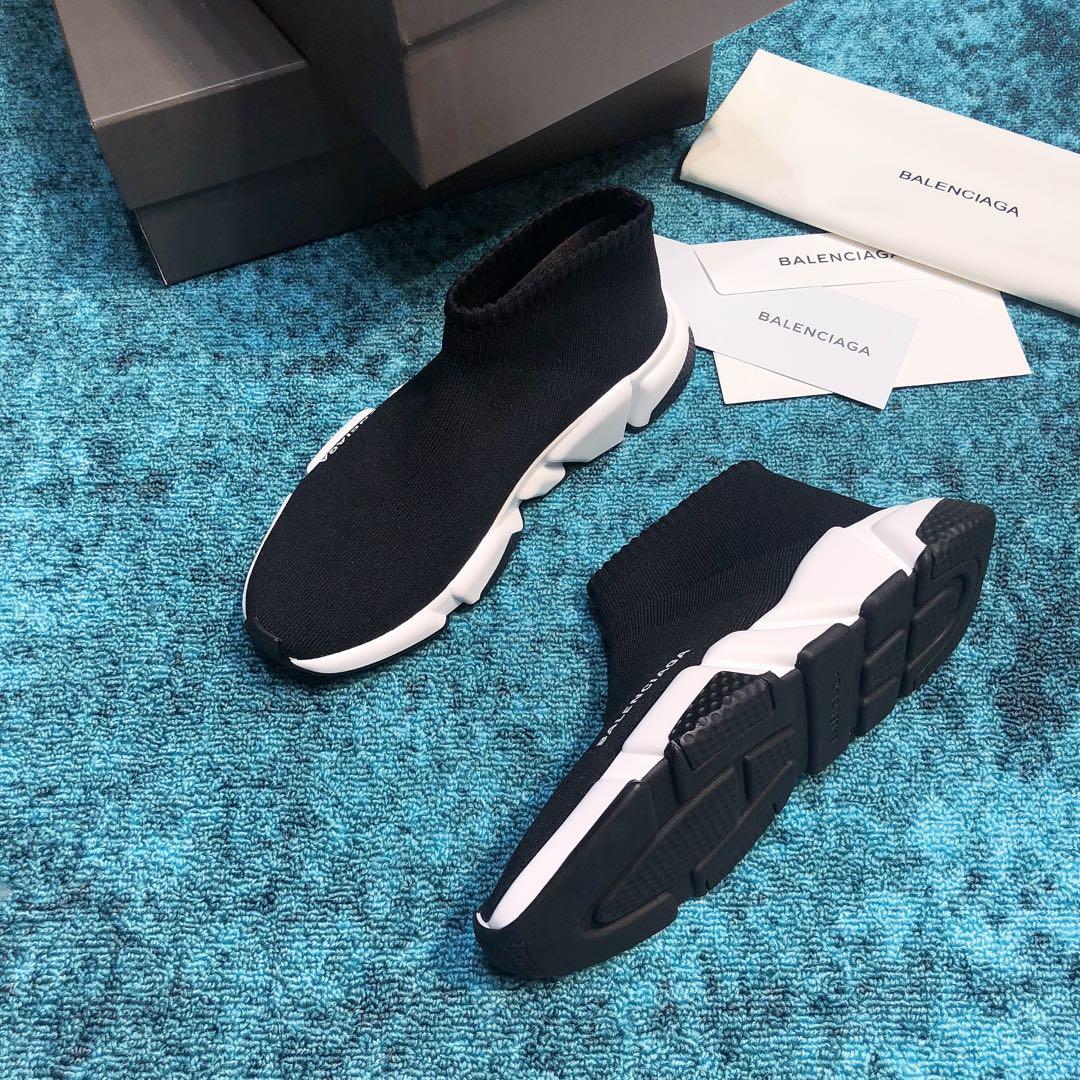 Balenciaga Speed Knitted socks High Quality Sneakers Black and white sole with black details WS980021