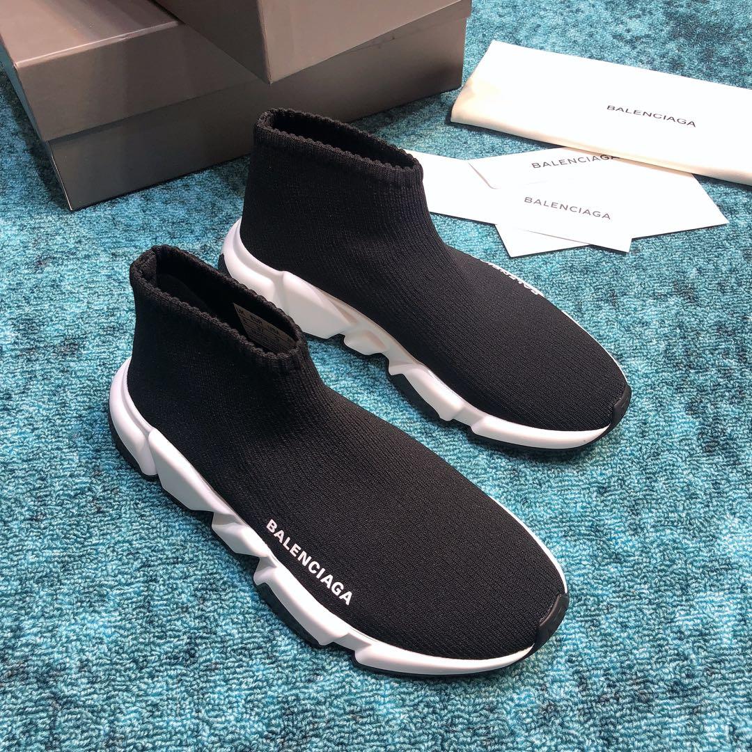 Balenciaga Speed Knitted socks High Quality Sneakers Black and white sole with black details WS980021