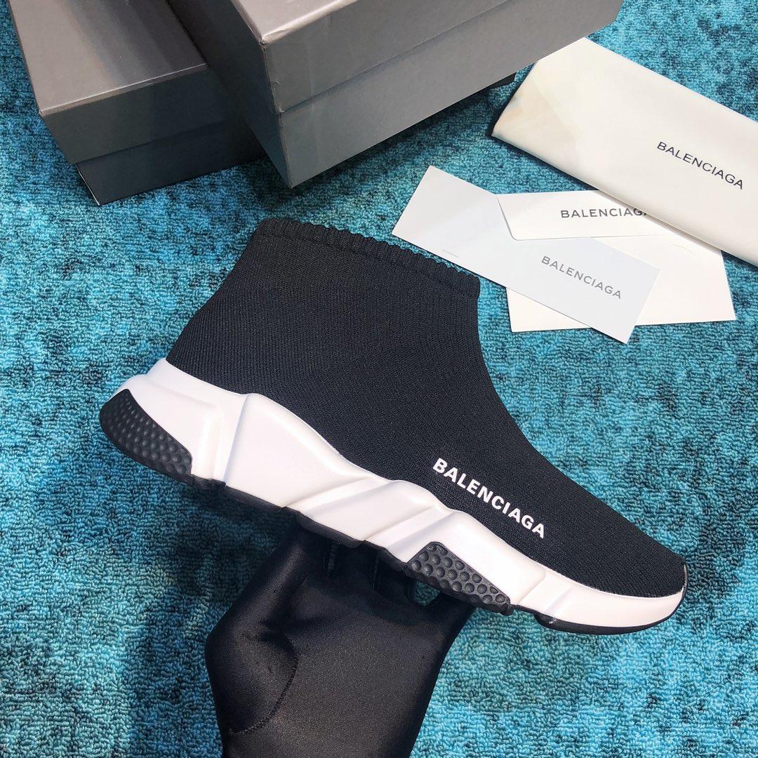 Balenciaga Speed Knitted socks High Quality Sneakers Black and white sole with black details WS980021