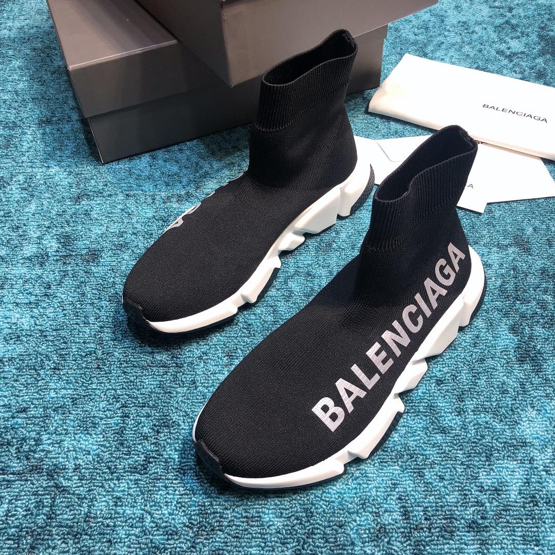 Balenciaga Speed Knitted socks High Quality Sneakers Black and white rubber soles with Balenciaga print WS980012