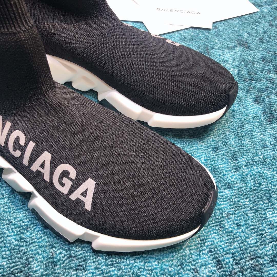 Balenciaga Speed Knitted socks High Quality Sneakers Black and white rubber soles with Balenciaga print WS980012