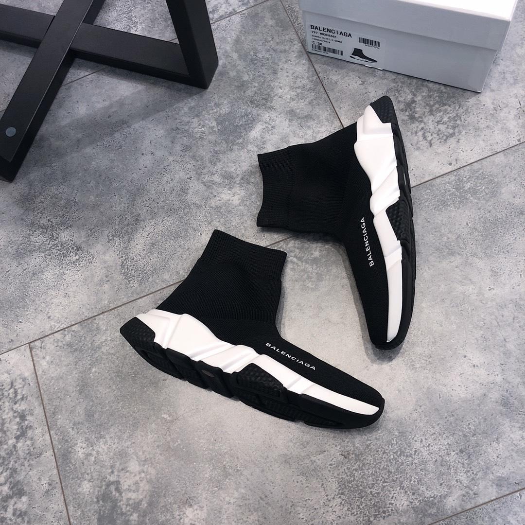 Balenciaga Speed Knitted socks High Quality Sneakers Black and white rubber sole WS980006