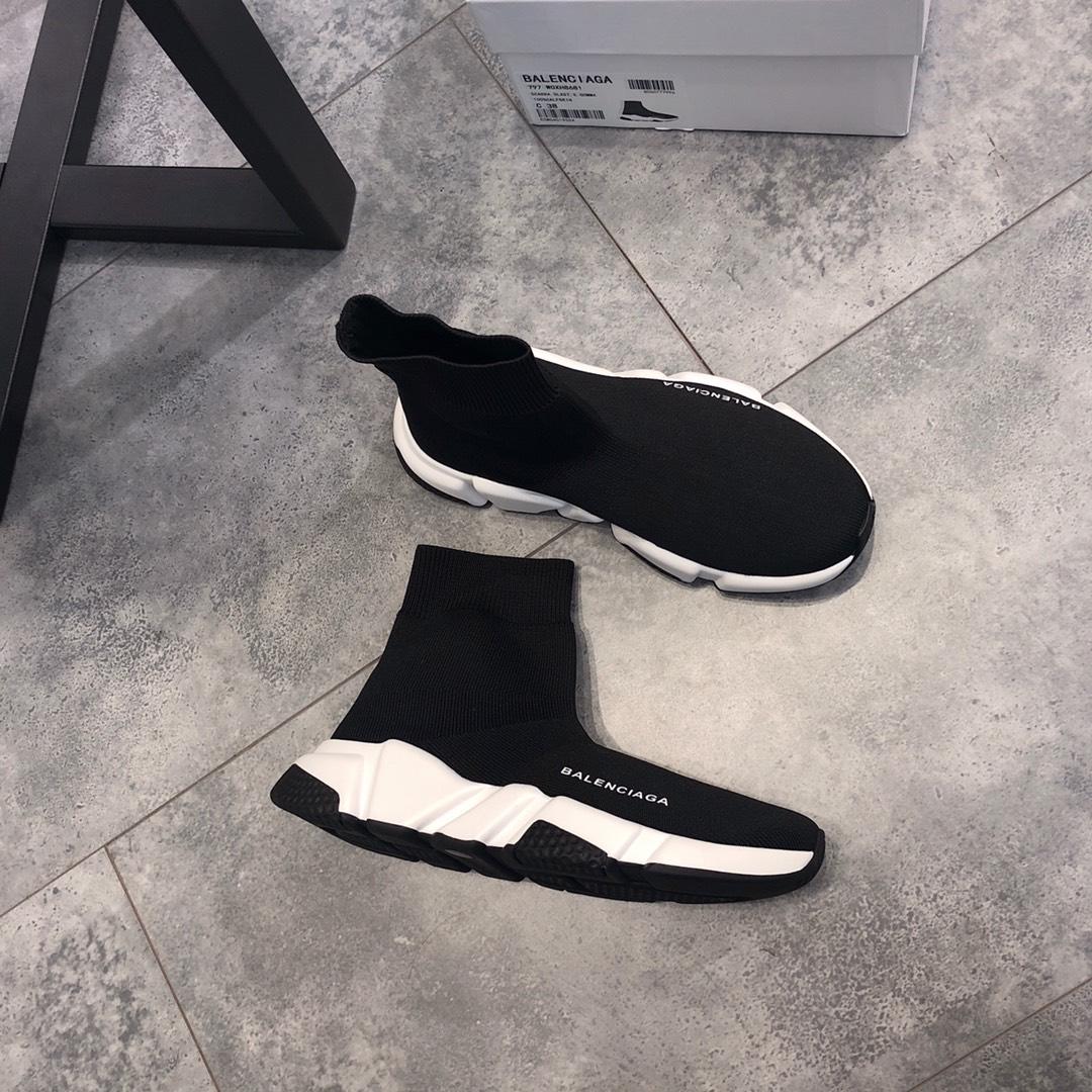 Balenciaga Speed Knitted socks High Quality Sneakers Black and white rubber sole WS980006