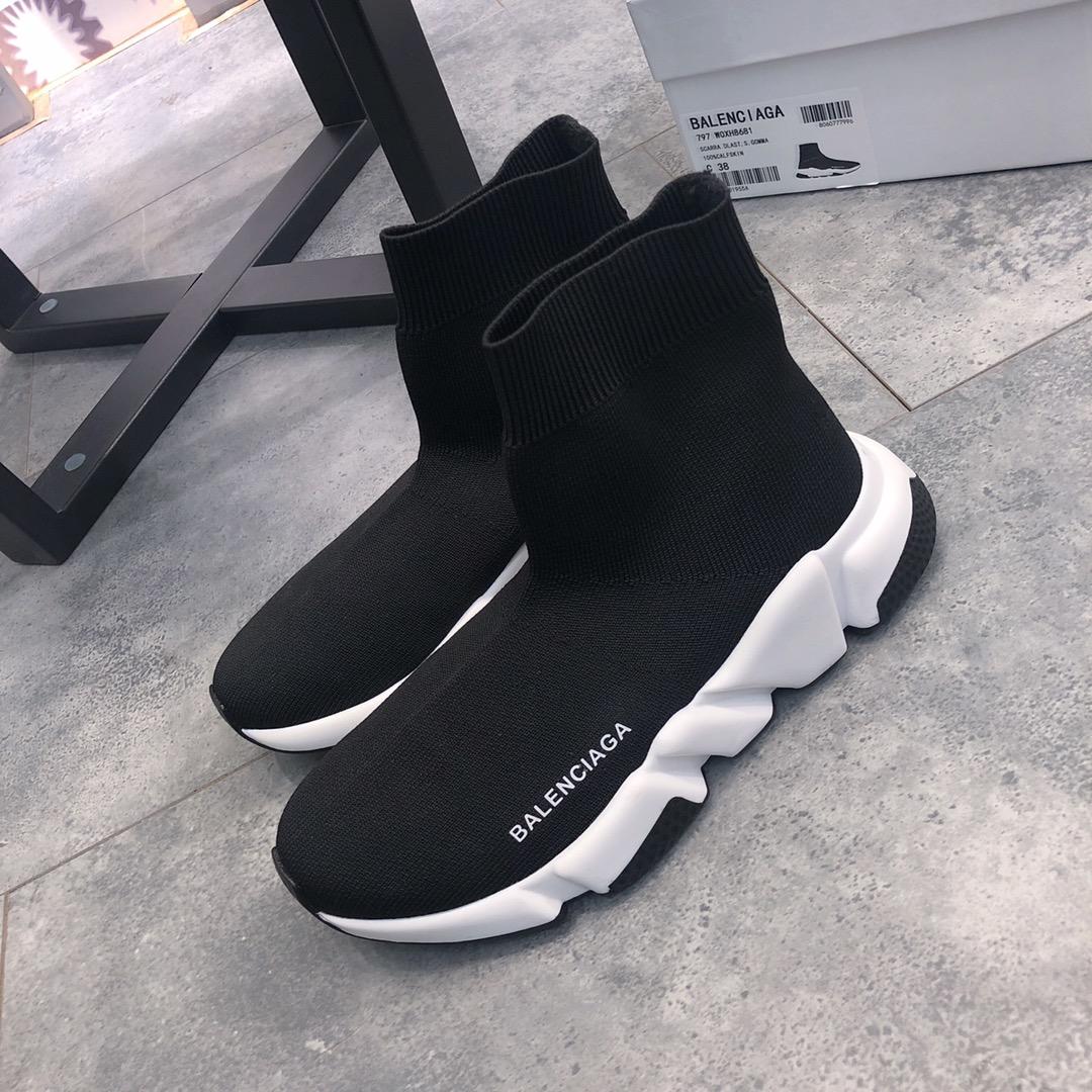 Balenciaga Speed Knitted socks High Quality Sneakers Black and white rubber sole WS980006