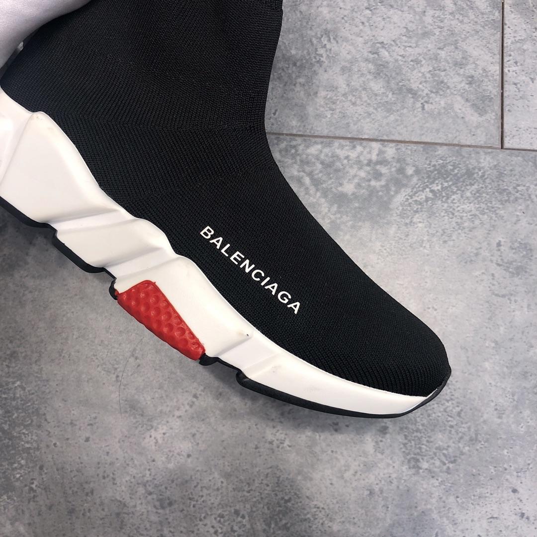 Balenciaga Speed Knitted socks High Quality Sneakers Black and white rubber sole with red details WS980039