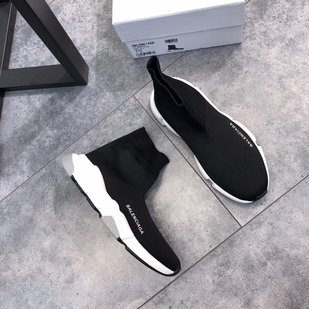 Balenciaga Speed Knitted socks High Quality Sneakers Black and white rubber sole with gray detail WS980009