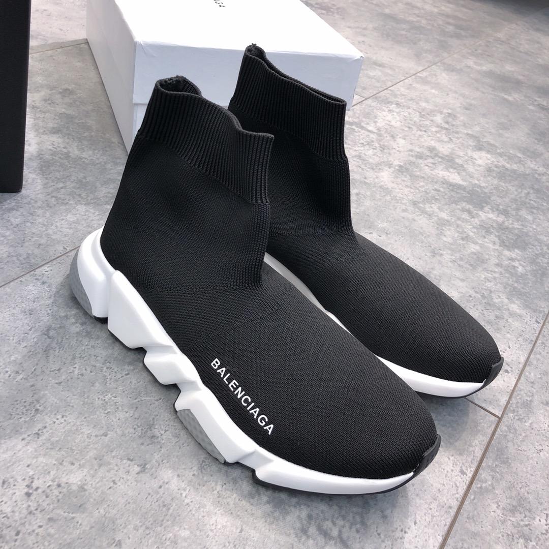 Balenciaga Speed Knitted socks High Quality Sneakers Black and white rubber sole with gray detail WS980009