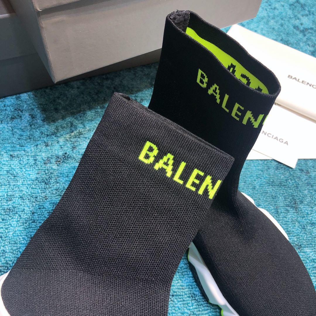 Balenciaga Speed Knitted socks High Quality Sneakers Black and green print with white rubber sole WS980038