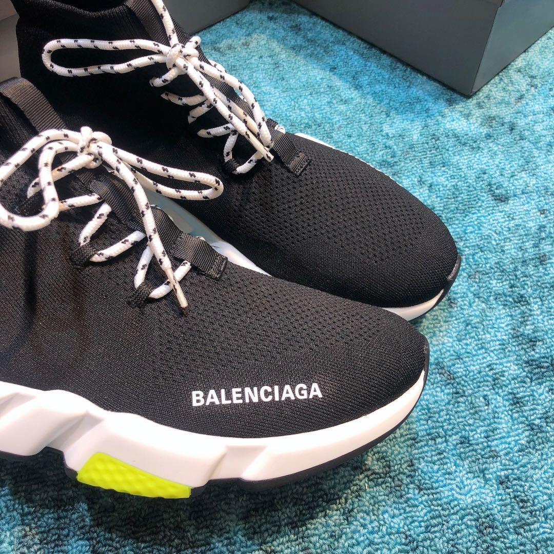 Balenciaga Speed Knitted socks High Quality Sneakers Black and green details with Two-tone shoelace WS980029
