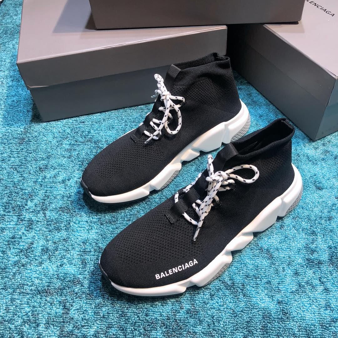 Balenciaga Speed Knitted socks High Quality Sneakers Black and gray details with Two-tone shoelace WS980028