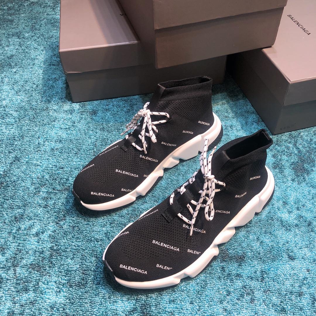 Balenciaga Speed Knitted socks High Quality Sneakers Black and Color-block sole with Two-tone shoelace WS980032