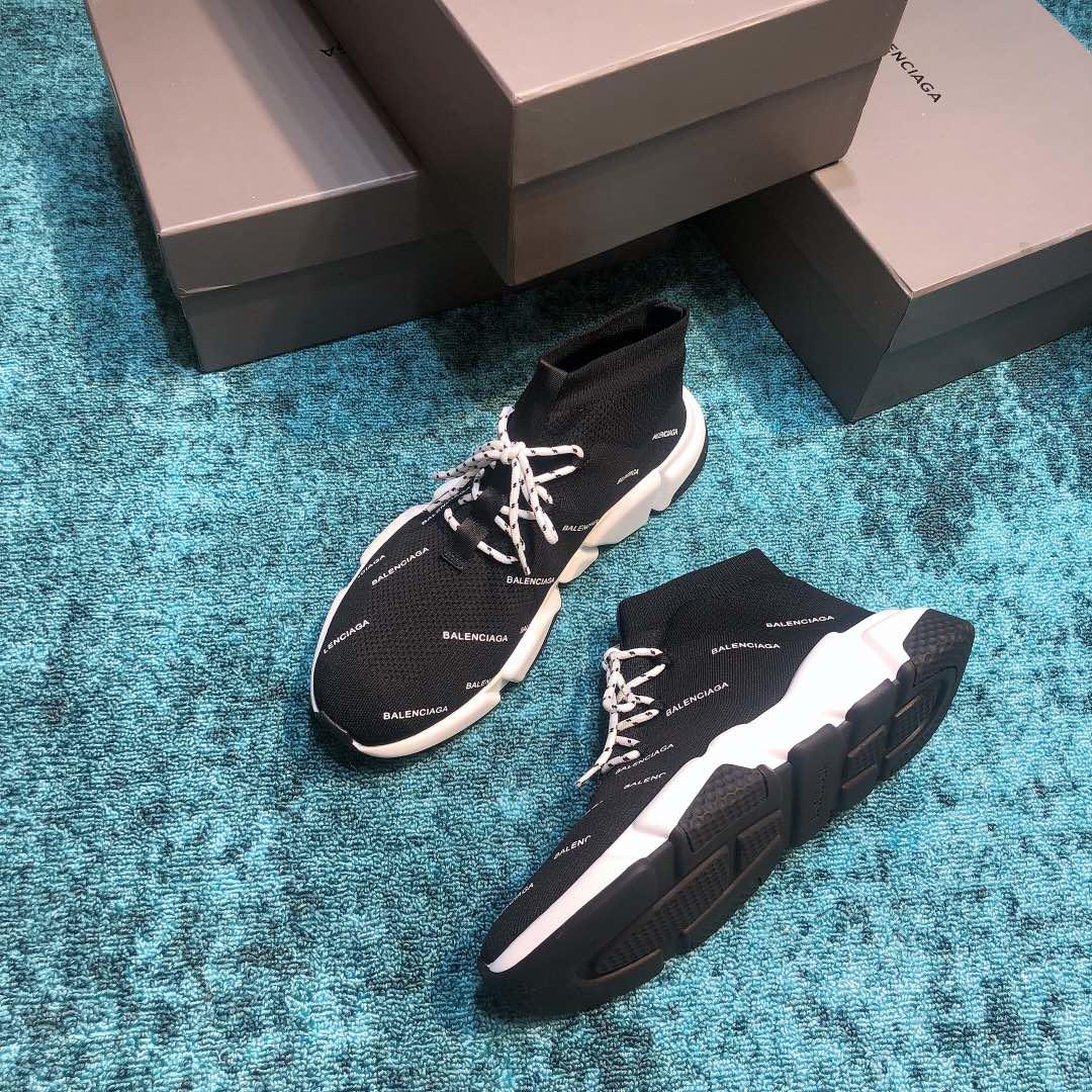 Balenciaga Speed Knitted socks High Quality Sneakers Black and Color-block sole with Two-tone shoelace WS980032