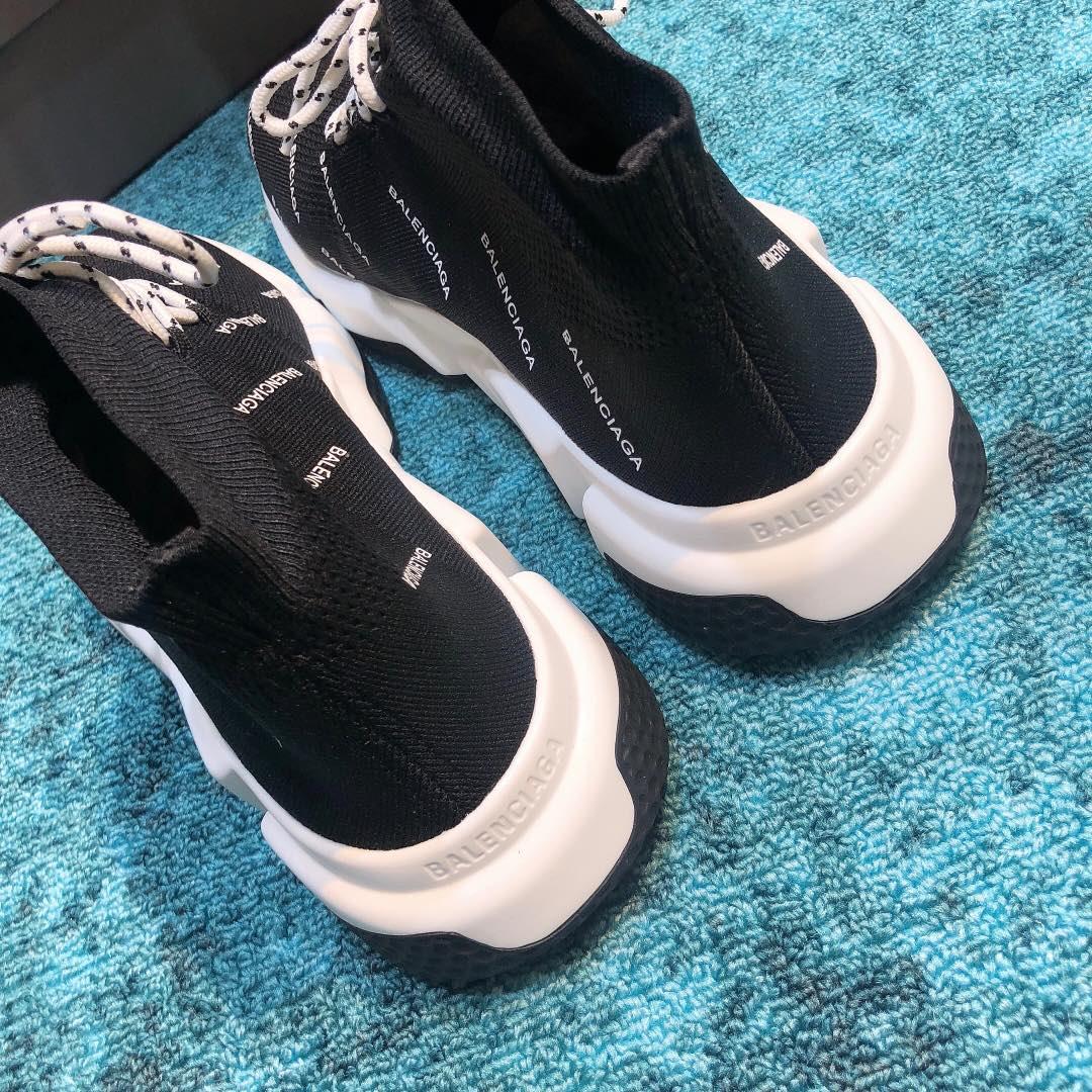 Balenciaga Speed Knitted socks High Quality Sneakers Black and Color-block sole with Two-tone shoelace WS980032