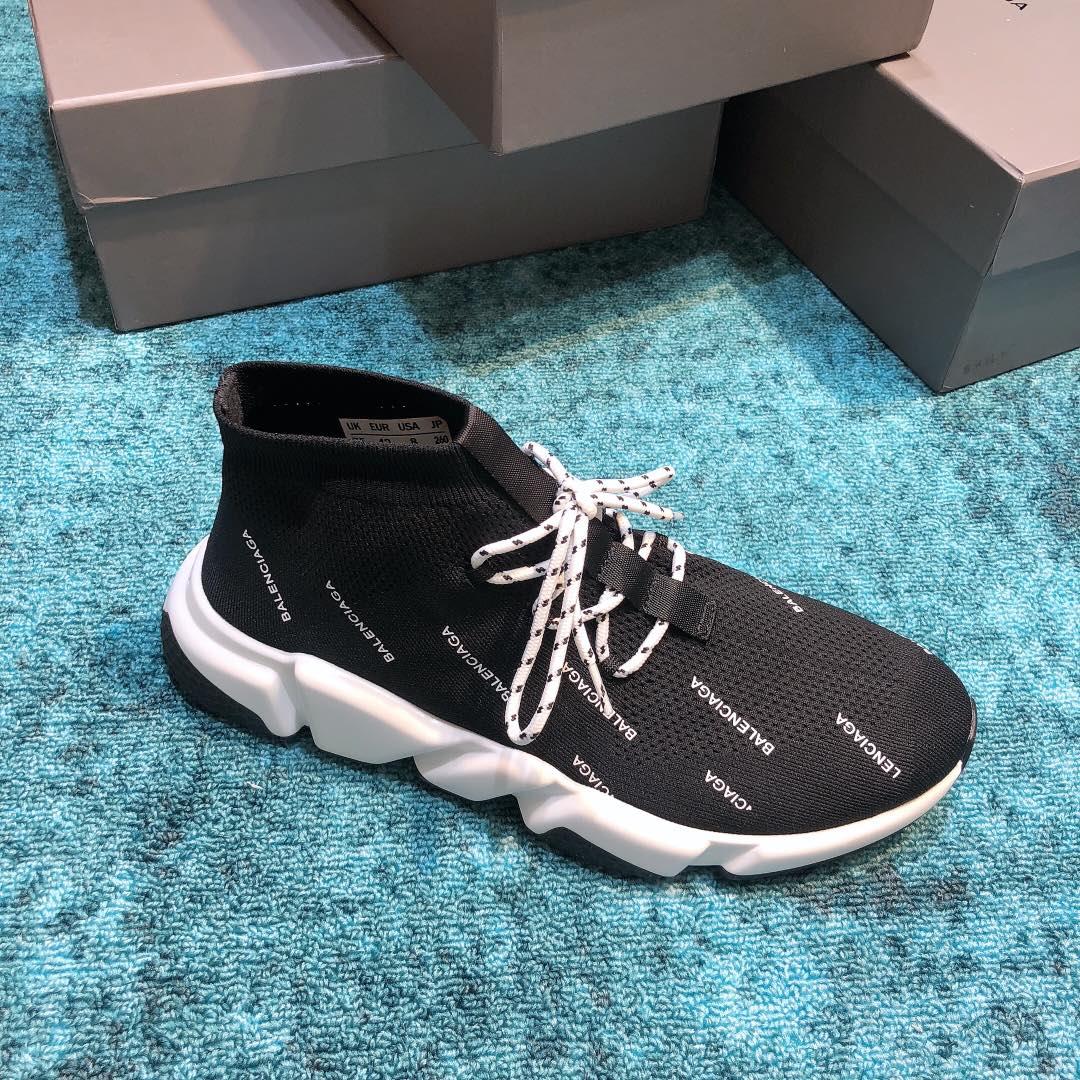 Balenciaga Speed Knitted socks High Quality Sneakers Black and Color-block sole with Two-tone shoelace WS980032