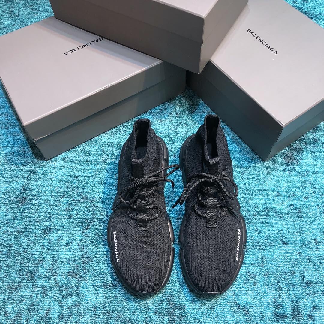 Balenciaga Speed Knitted socks High Quality Sneakers Black and black sole with black lace WS980027