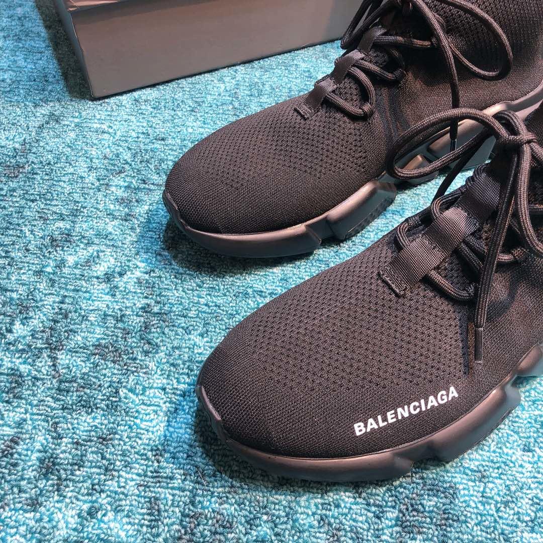 Balenciaga Speed Knitted socks High Quality Sneakers Black and black sole with black lace WS980027