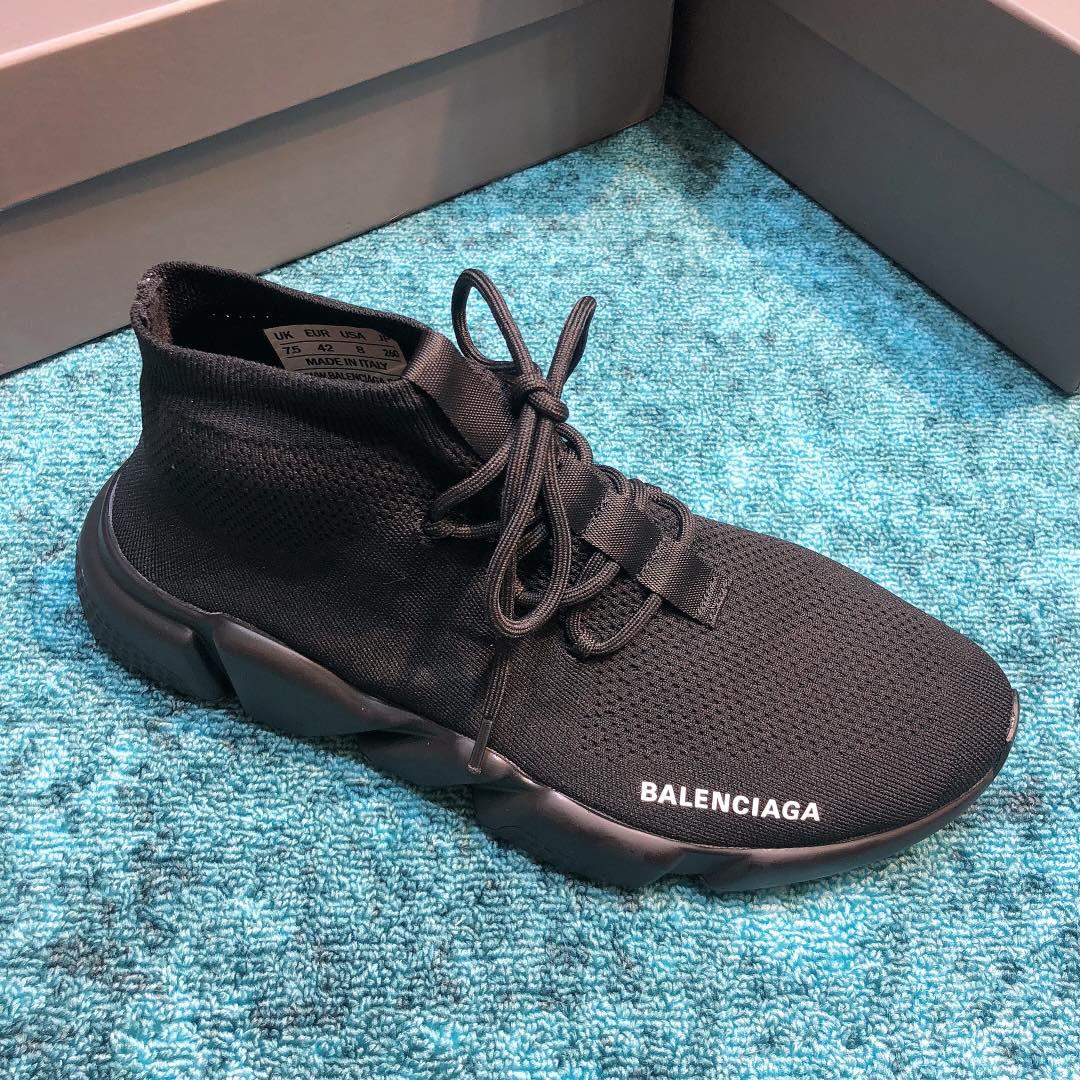 Balenciaga Speed Knitted socks High Quality Sneakers Black and black sole with black lace WS980027