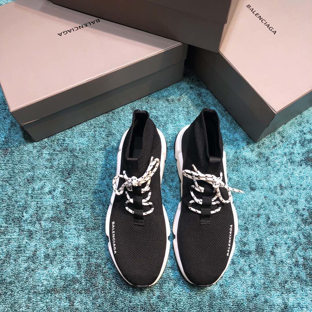 Balenciaga Speed Knitted socks High Quality Sneakers Black and black details with Two-tone shoelace WS980030