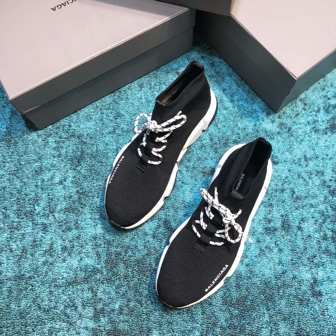 Balenciaga Speed Knitted socks High Quality Sneakers Black and black details with Two-tone shoelace WS980030