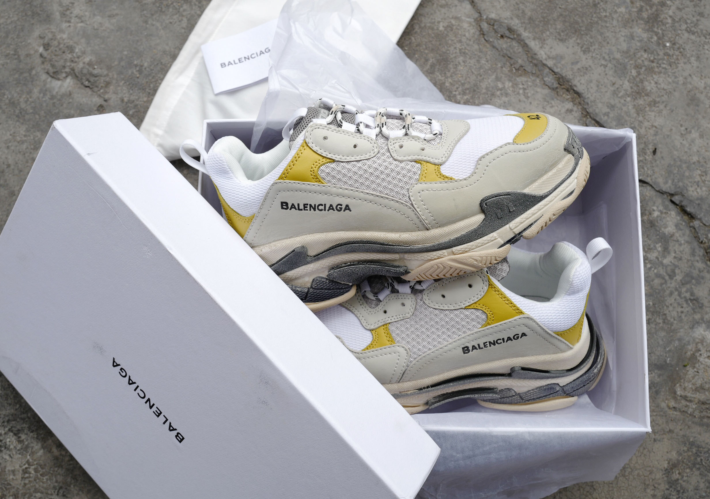 High Quality Balenciaga Triple S Yellow/White Trainers Triple005