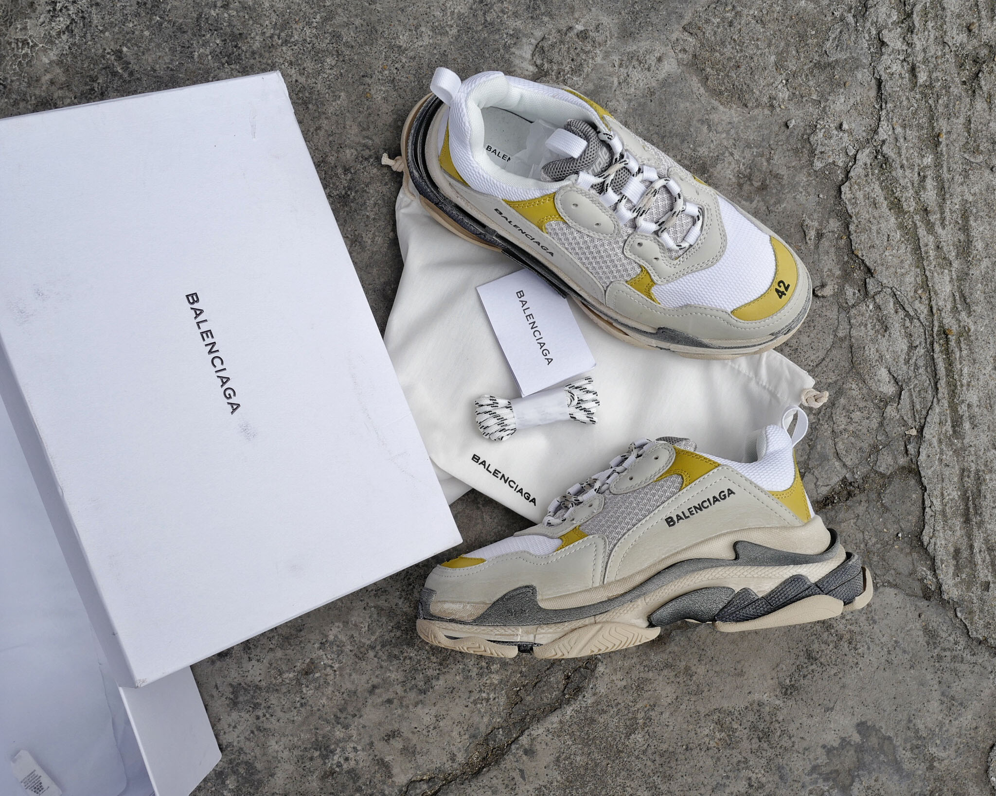 High Quality Balenciaga Triple S Yellow/White Trainers Triple005